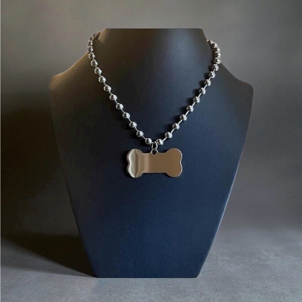 Stainless steel Dog Bone Pendant choker necklace